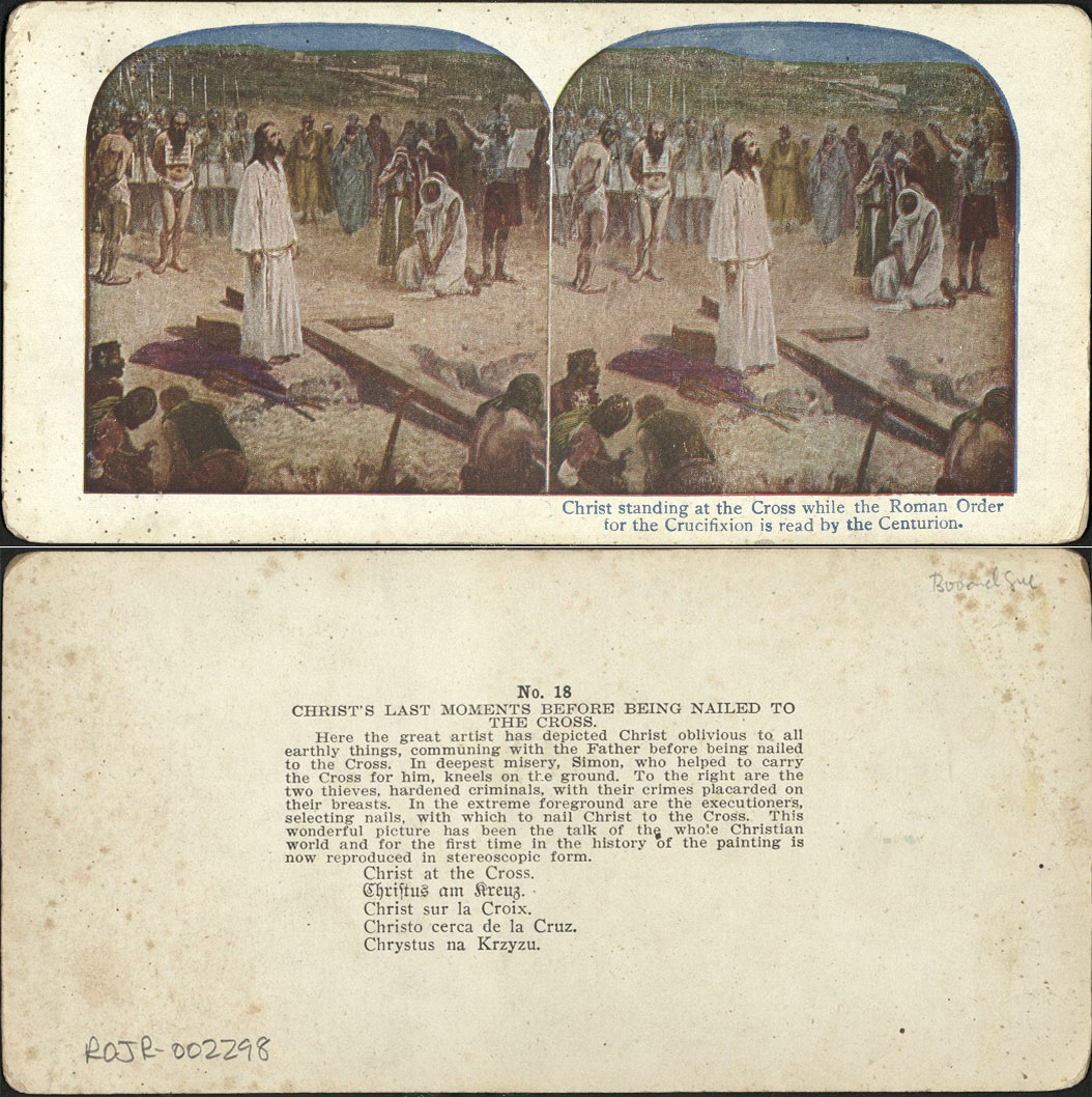 Christ standing at the Cross while the Roman Order for the Crucifixion is read by the Centurion.